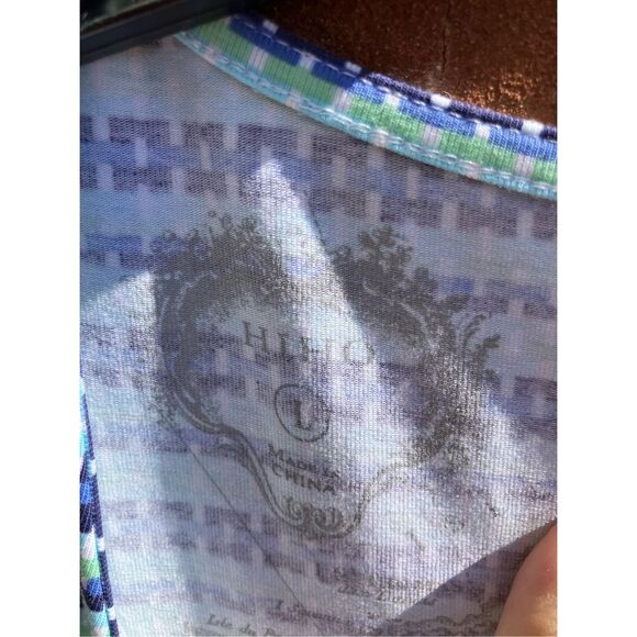 Hiho Womens Geometric Striped Scoop Short Sleeve Shift Dress Blue Large NWOT - Picture 6 of 6